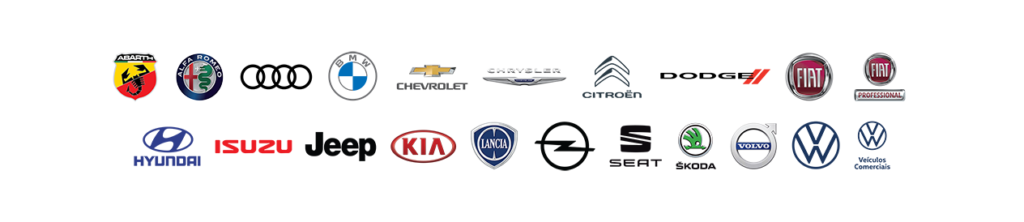 Marcas A MatosCar em Évora: Abarth, Alfa Romeo, Audi, BMW, Chevrolet, Chrysler, Citroen, Dodge, Fiat, Fiat Professional, Hyundai, Isuzu, Jeep, Kia, Lancia, Opel, SEAT, Skoda, Volvo, VW e VW Comercial.