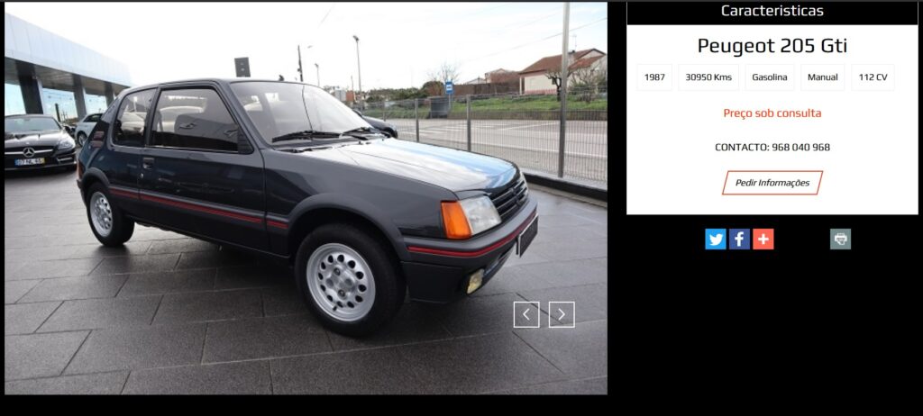 Peugeot 205 GTI anuncio