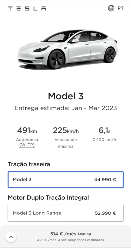 Tesla Model 3 descida preco Portugal