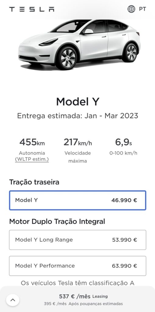 Tesla Model Y descida preco Portugal